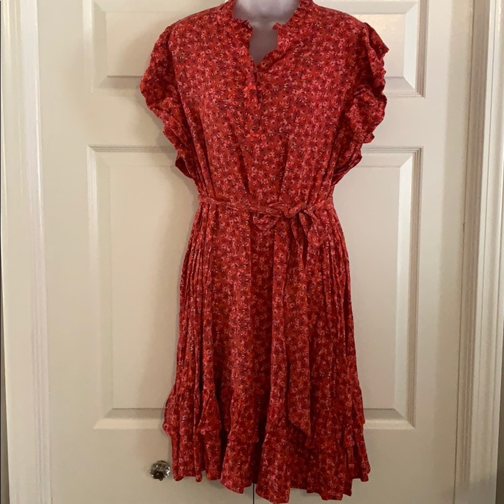 ELOQUII Floral Ruffled Tie Waist Dress, Size 18